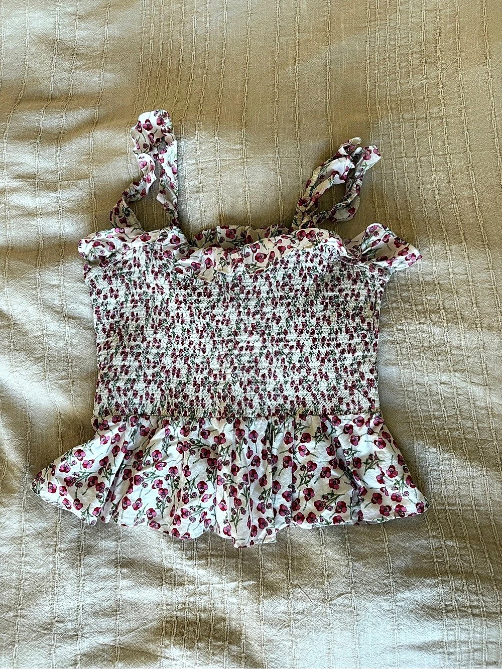 J. Crew Floral Smocked Peplum Cami